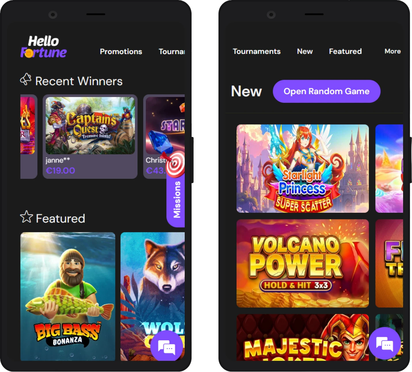 HelloFortune Casino mobile app on a smartphone screen